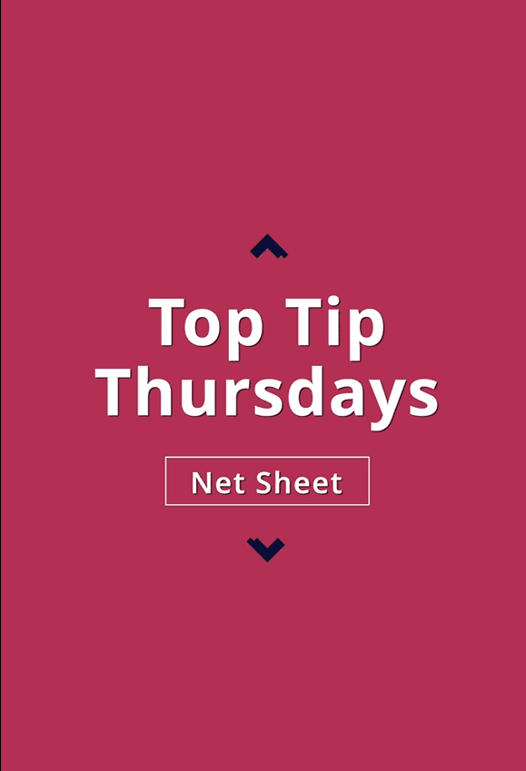 004 Top Tip Thursdays 20 - Net Sheet