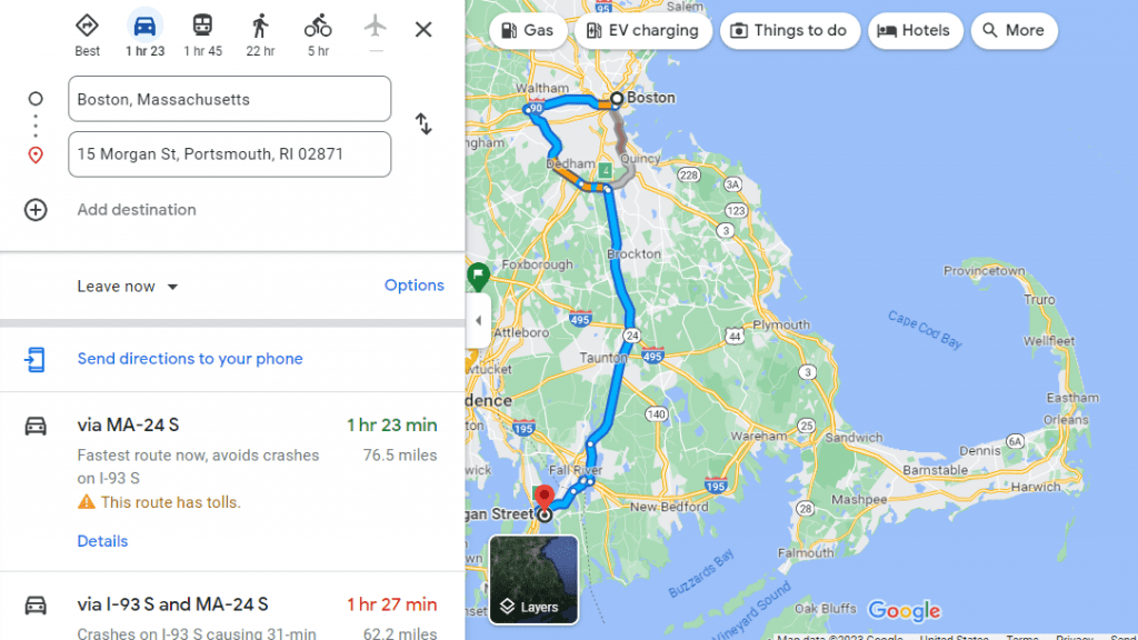 Distance from Boston